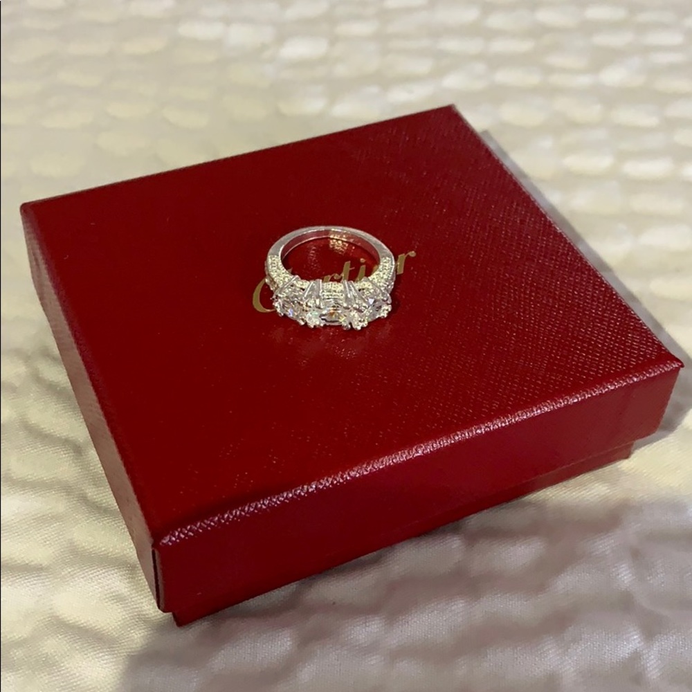Australian Crystal Ring Dipped In White Gold...